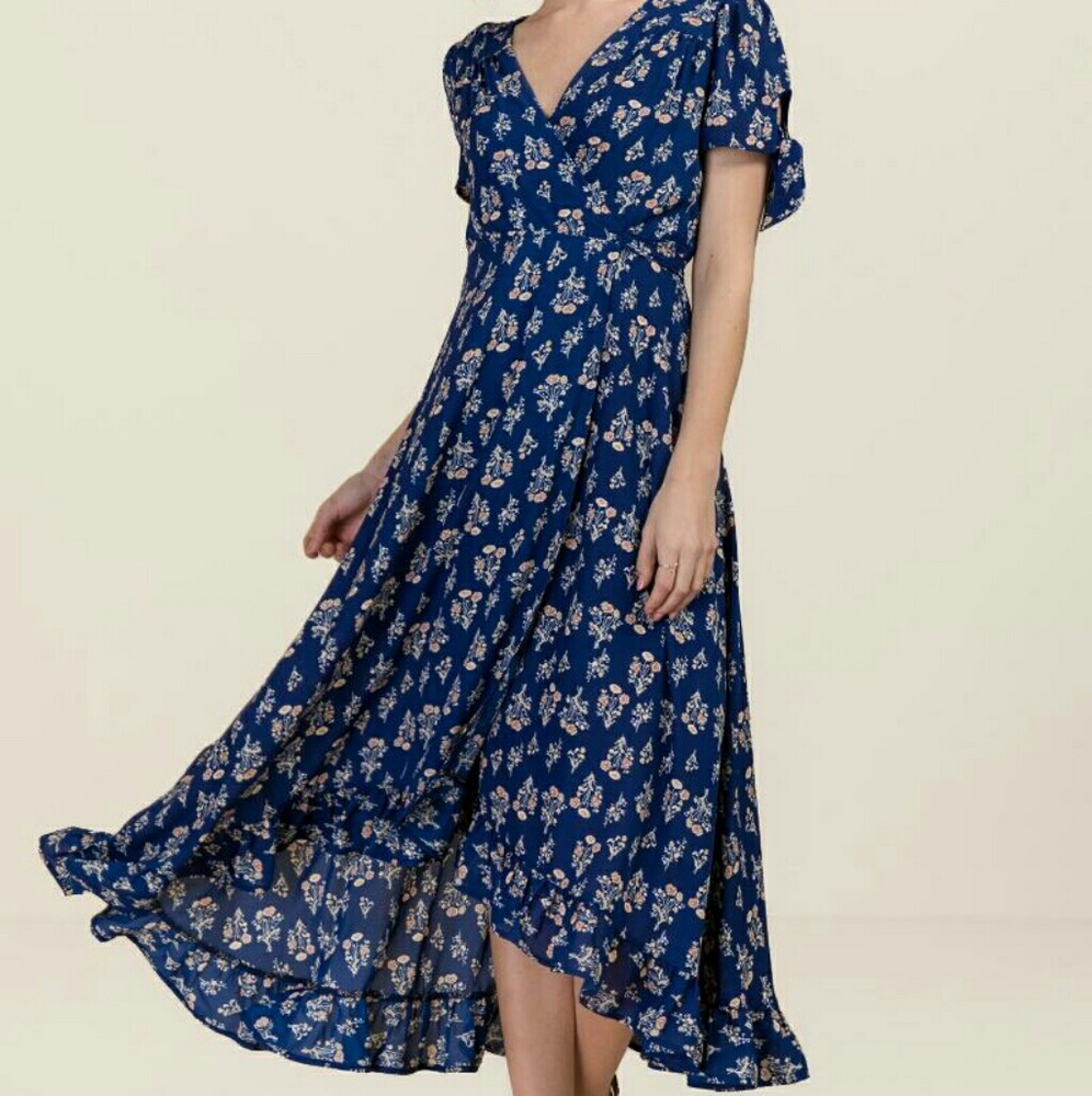 Blue floral Wrap Dress